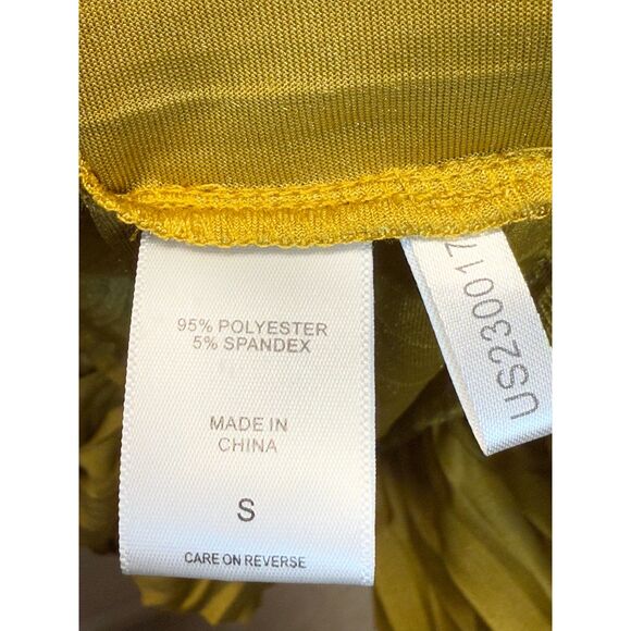 New York & Company Size Small Gold Short Sleeve Pleated Velvet Mini Dress EUC - Picture 11 of 11